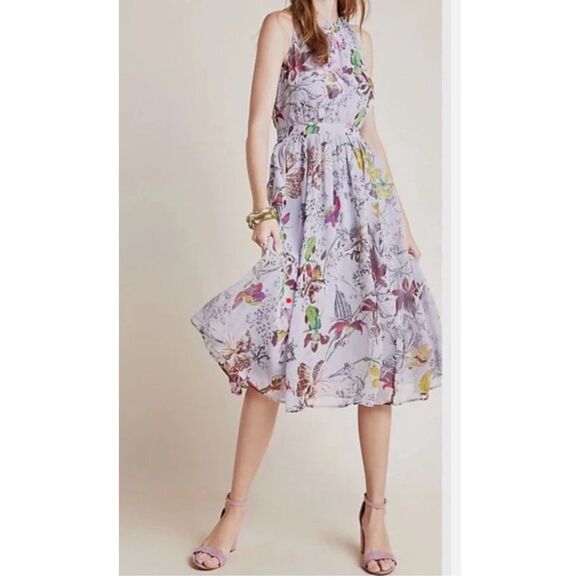 Anthropologie Hermia Floral-Print Midi Dress - Size 4 - Picture 7 of 11